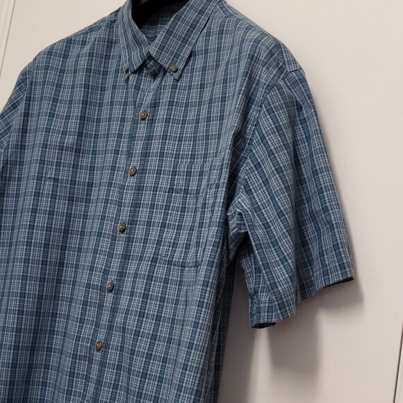 HB Harbor Bay Mens Shirt 1XLT Button Up Short Sleeve Pocket Plaid - Picture 7 of 13